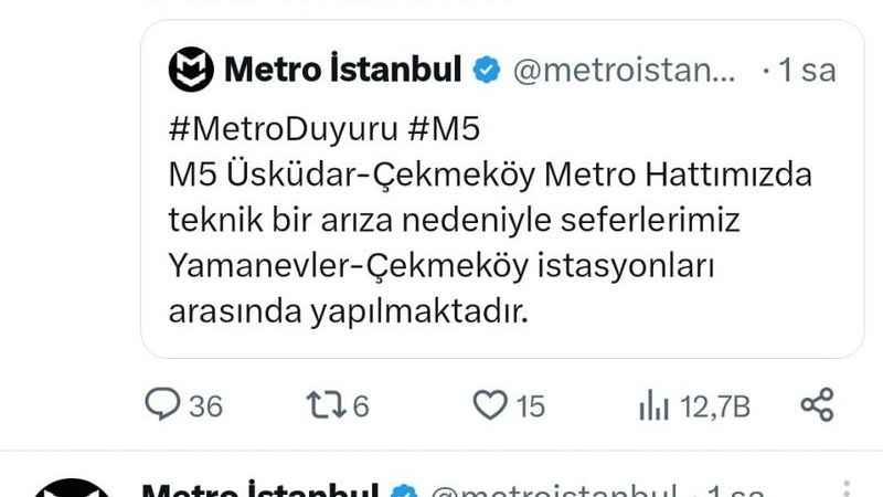 M5 Üsküdar Çekmeköy metro hattı neden çalışmıyor?