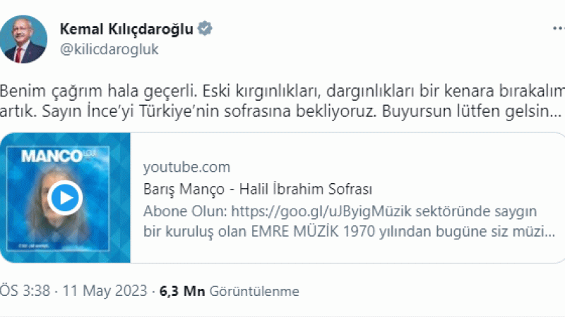 Kılıçdaroğlu'ndan İnce'ye davet