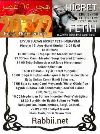 Müslümanların dönüm noktası olan Hicret kapsamında 15 Eylül günü etkinlik düzenleniyor