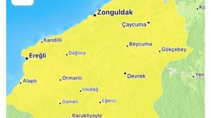 Meteorolojiden Zonguldak için sarı uyarı
