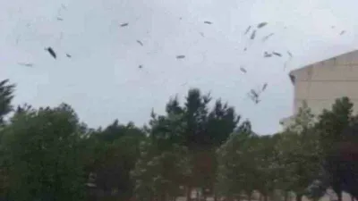 Sivas’ta hortumun çatıları uçurması cep telefonunda