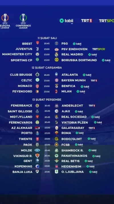 TRT’de 3 günde 21 UEFA maçı canlı yayınlanacak