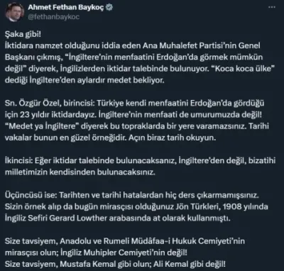 AK Partili Baykoç’tan Özgür Özel’e tepki: 
