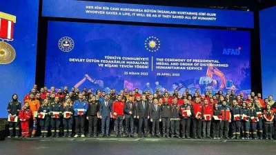 Ümraniye Belediyesi Sivil Savunma Arama Kurtarma Ekibi’ne Devlet Üstün Fedakarlık Madalyası