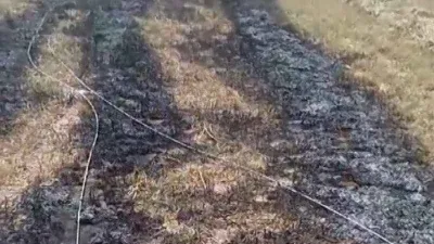 Konya'da kopan elektrik telleri tarlada yangın çıkardı