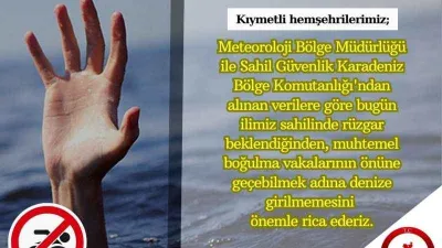 Samsun Valiliği yine uyardı: “Rüzgarlı havada denize girilmemeli”