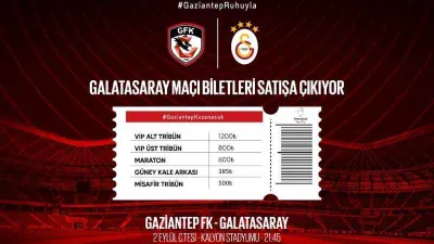 Gaziantep FK - Galatasaray maçı biletleri satışta