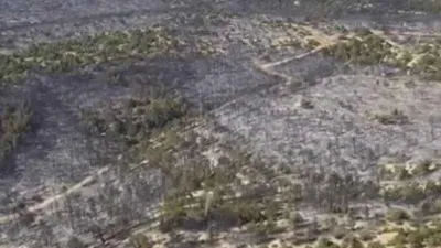 Kütahya'da yanan ormanlık alanlar havadan görüntülendi