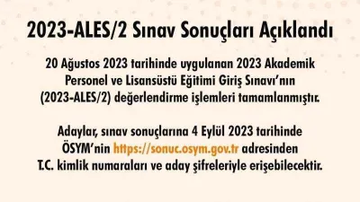 2023-ALES/2 sonuçları açıklandı