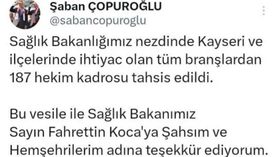 Kayseri’ye ‘doktor’ müjdesi