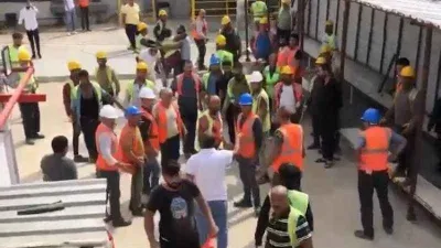 Şantiyede işçilerin meydan kavgası