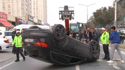 Polisten kaçan araç takla atarak ters döndü