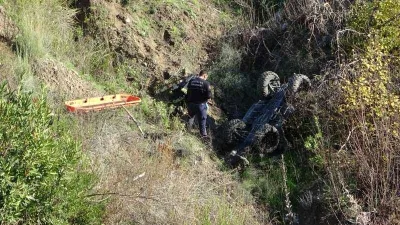 Manavgat'ta ATV, 15 metreden aşağı düştü
