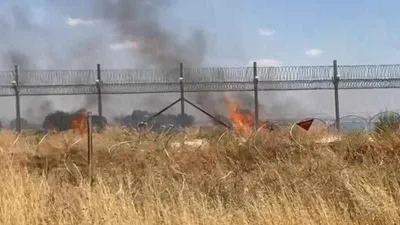 Suriye sınırındaki mayınlı alanda korkutan yangın