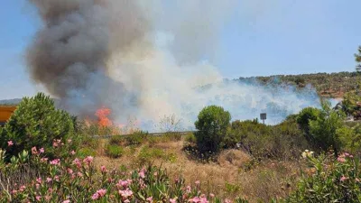 Bodrum Havalimanı kavşağında yangın
