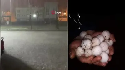 Kilis’te ceviz büyüklüğünde dolu yağdı, ürperten görüntüler kameraya yansıdı