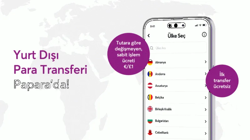 Papara’dan sadece 1 Euro’ya yurt dışı para transferi 
