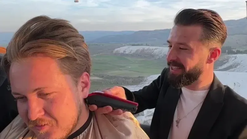 Müşterisini yerden 300 metre yükseklikte tıraş etti