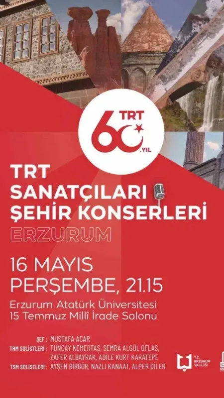 TRT sanatçıları Erzurum’da konser verecek