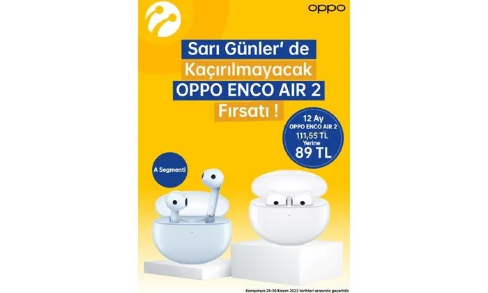 OPPO Enco Air 2 indirimli fiyatıyla Turkcell mağazalarında