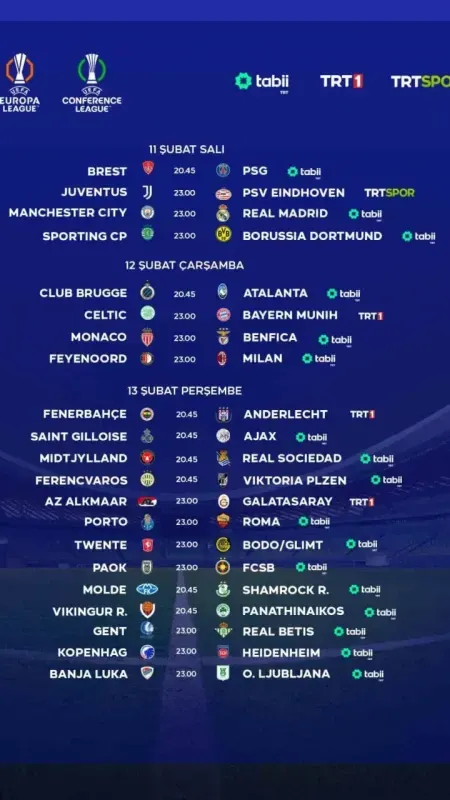 TRT’de 3 günde 21 UEFA maçı canlı yayınlanacak