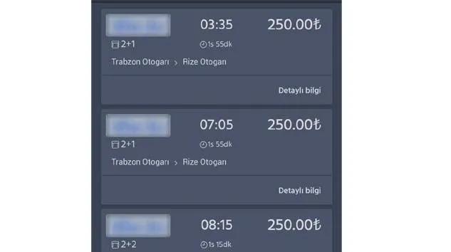 1 ay önce 20 TL olan Rize’den Trabzon’a otobüsle gitmenin bedeli 250 TL
