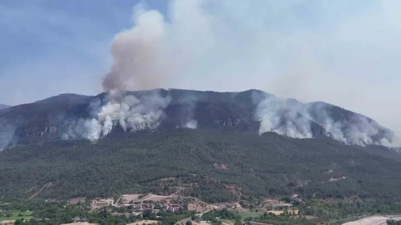 Orman yangınında engebe ve dağlık alanlarda dumanlar yükselmeye devam ediyor