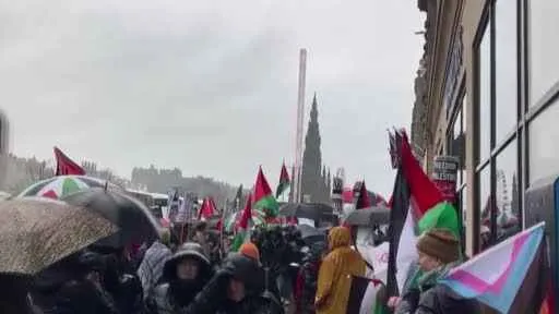 İskoçya’da Filistin’e destek gösterisi