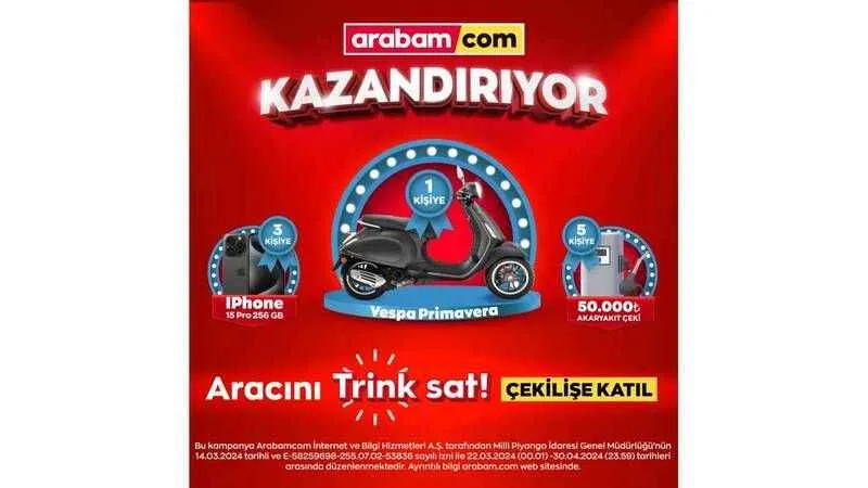 Arabasını arabam.com'a Trink sat! ile satanlar Vespa kazanma şansını yakalıyor