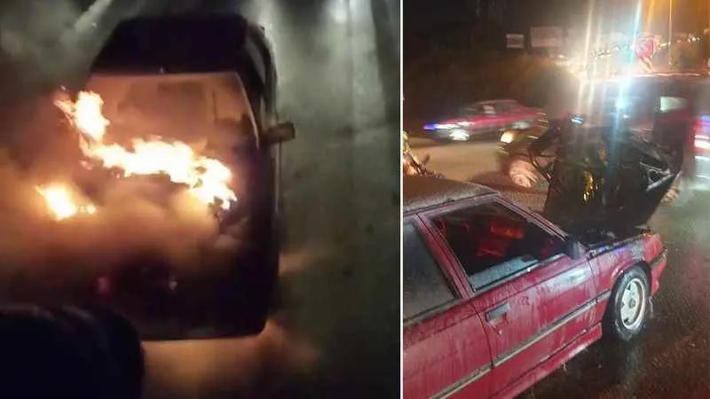 Bursa'da seyir halindeki otomobil alev alev yandı