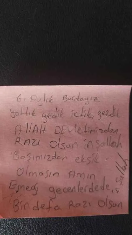 Depremzede vatandaşın yazdığı teşekkür notu duygulandırdı