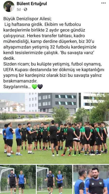 Denizlispor'un hocasından taraftara destek çağrısı