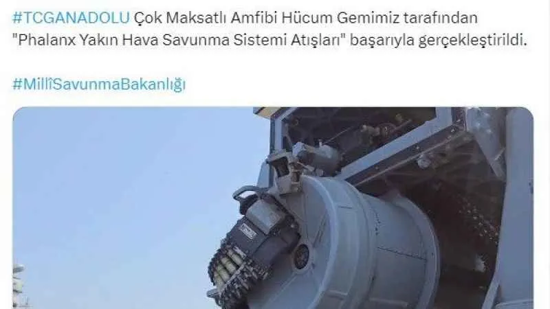 TGC Anadolu’da 'Phalanx Yakın Hava Savunma Sistemi Atışları' başarıyla gerçekleşti