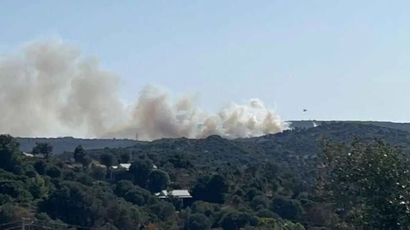 Alaçatı’daki orman yangınına müdahale ediliyor