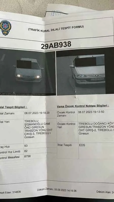 Plaka benzer olunca ceza İran'a değil Gümüşhane'ye kesildi