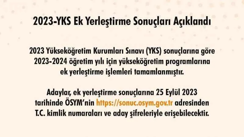 2023-YKS ek tercih sonuçları açıklandı