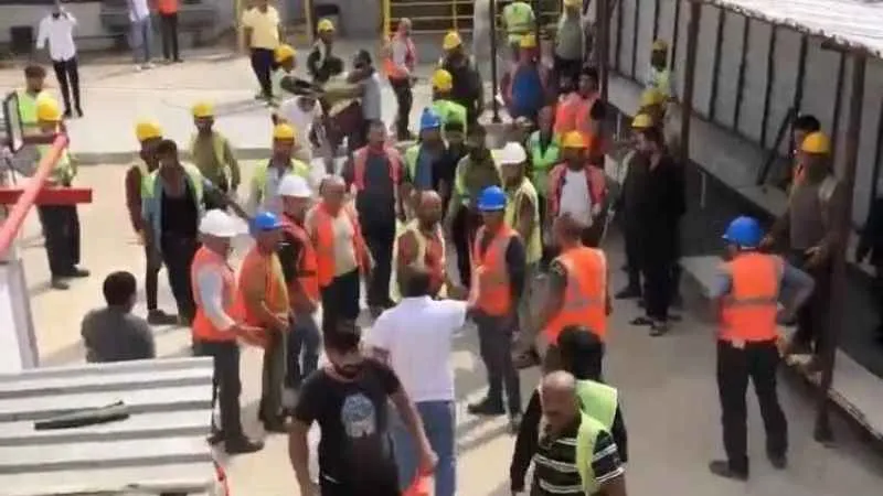 Şantiyede işçilerin meydan kavgası