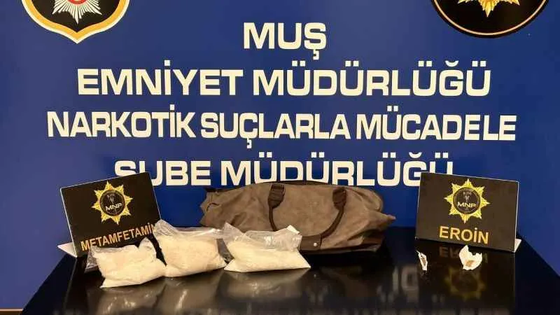 Muş’ta yolcu otobüsünde 1 kilo 501 gram metamfetamin ele geçirildi