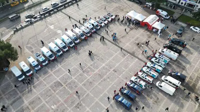 Samsun'da acil sağlık araçları kortejde buluştu