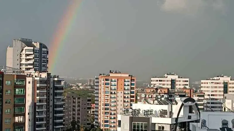 Mersin'de yağmur sonrası gökkuşağı şöleni