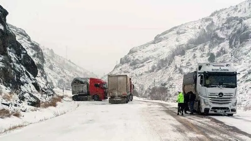 Gümüşhane kent merkezinde mevsimin ilk kar yağışı gerçekleşti