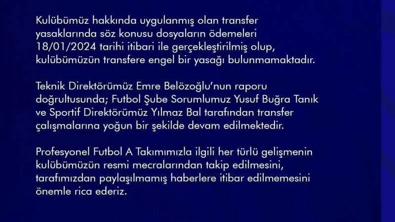 MKE Ankaragücü'nün transfer yapma engeli kalmadı