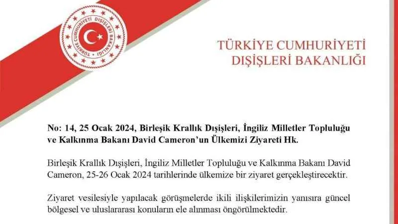 İngiltere Dışişleri Bakanı Türkiye'ye geliyor