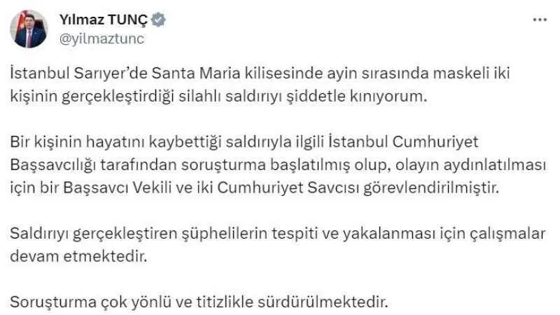 Bakan Tunç: Soruşturma çok yönlü ve titizlikle sürdürülmektedir