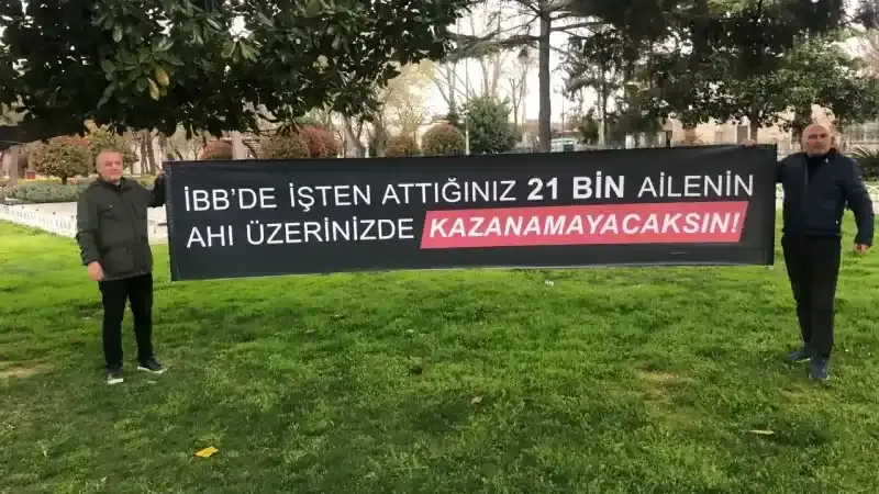 İBB tarafından tazminatları ödenmeden işten çıkarılan işçiler eylem yaptı