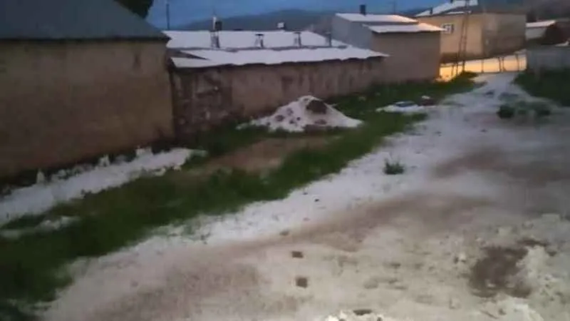Van'ın Özalp ilçesinde dolu yağışı