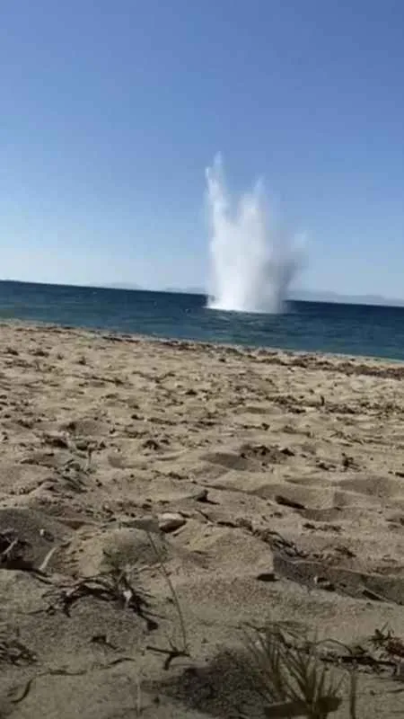 Bozcaada açıklarında bulunan patlamamış mayın imha edildi