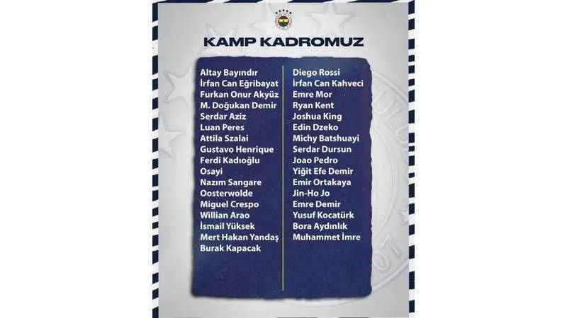 Fenerbahçe'nin Rusya hazırlık kampı kadrosu belli oldu