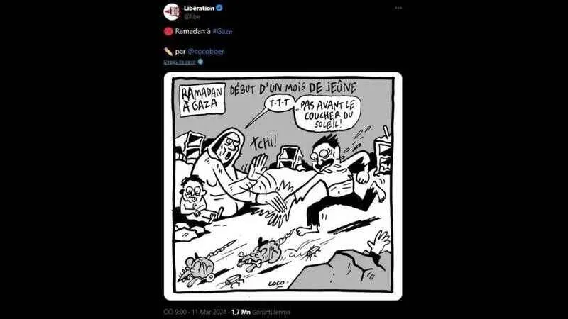 Küstah Fransız gazetesi Liberation Gazzelilerin açlıkla mücadelesiyle dalga geçti