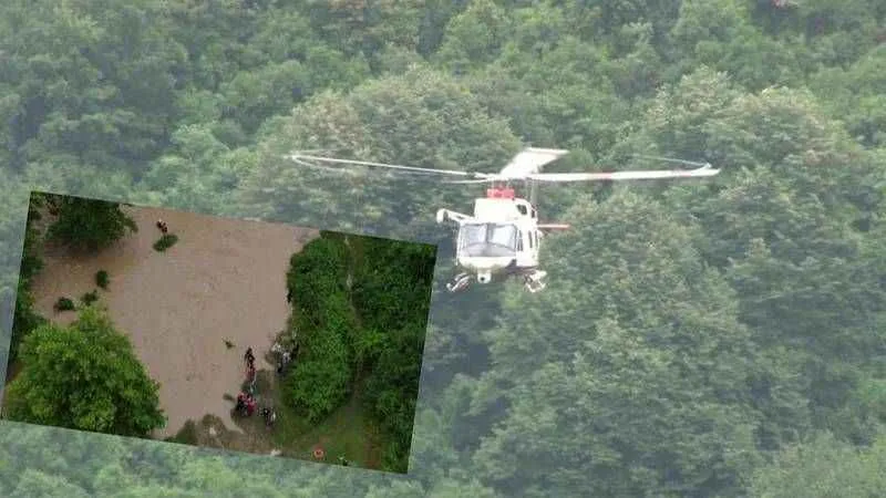 Şile'de selde mahsur kalan 2 kişi helikopter yardımıyla kurtarıldı